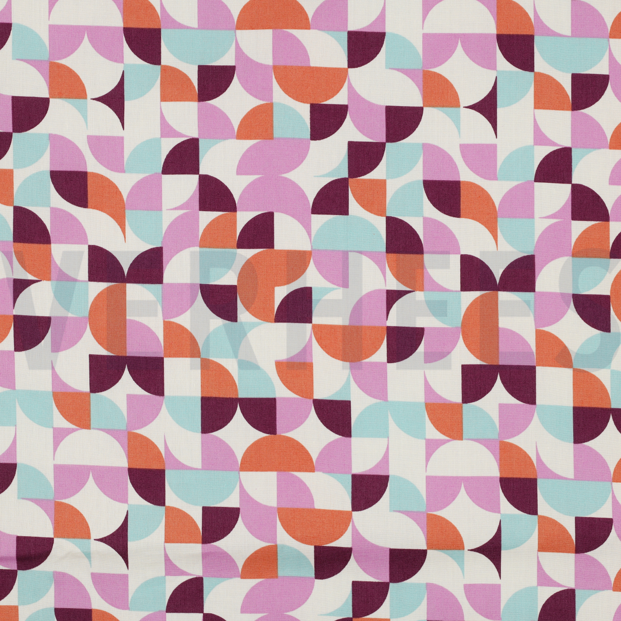 FINE POPLIN GEOMETRIC ECRU / DARK PURPLE (high resolution)