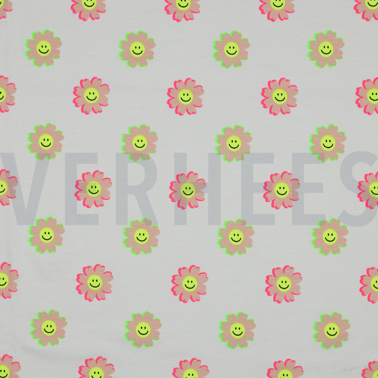 JERSEY NEON HAPPY FLOWERS WHITE (high resolution)