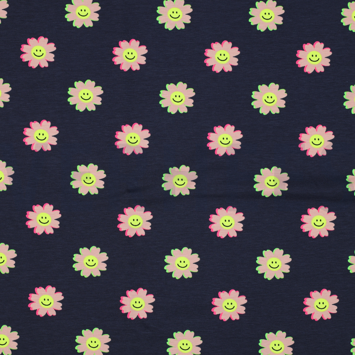 JERSEY NEON HAPPY FLOWERS NAVY (high resolution)