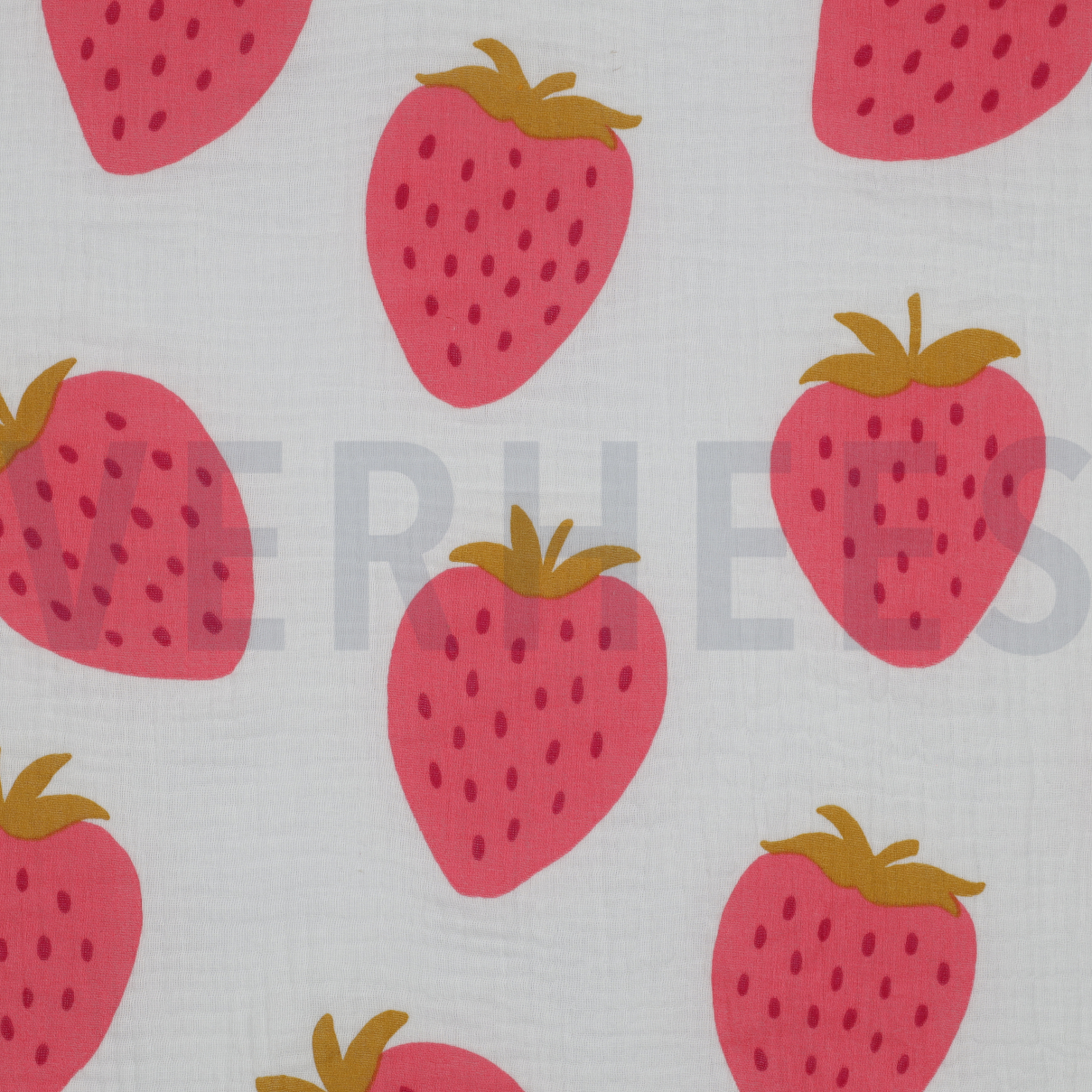 DOUBLE GAUZE STRAWBERRIES OFF-WHITE (high resolution)