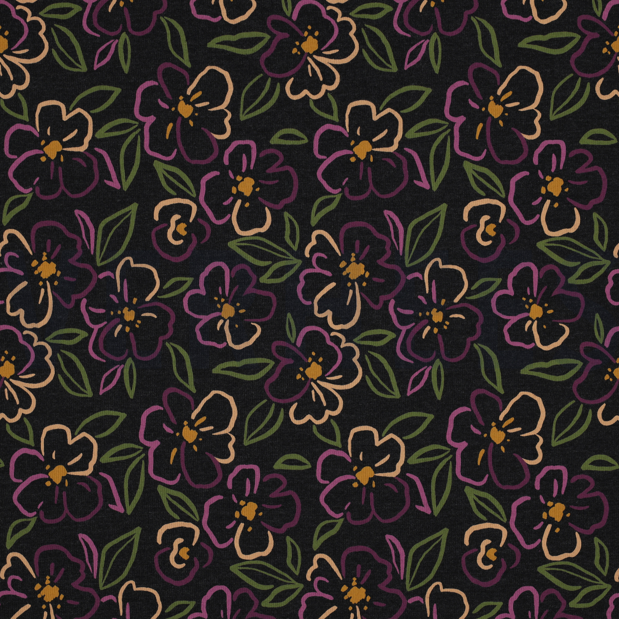 JERSEY MELANGE FLOWERS ANTHRACITE MELANGE (high resolution)