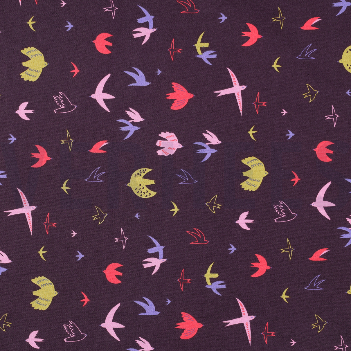 FINE POPLIN BIRDS DARK PURPLE (high resolution)