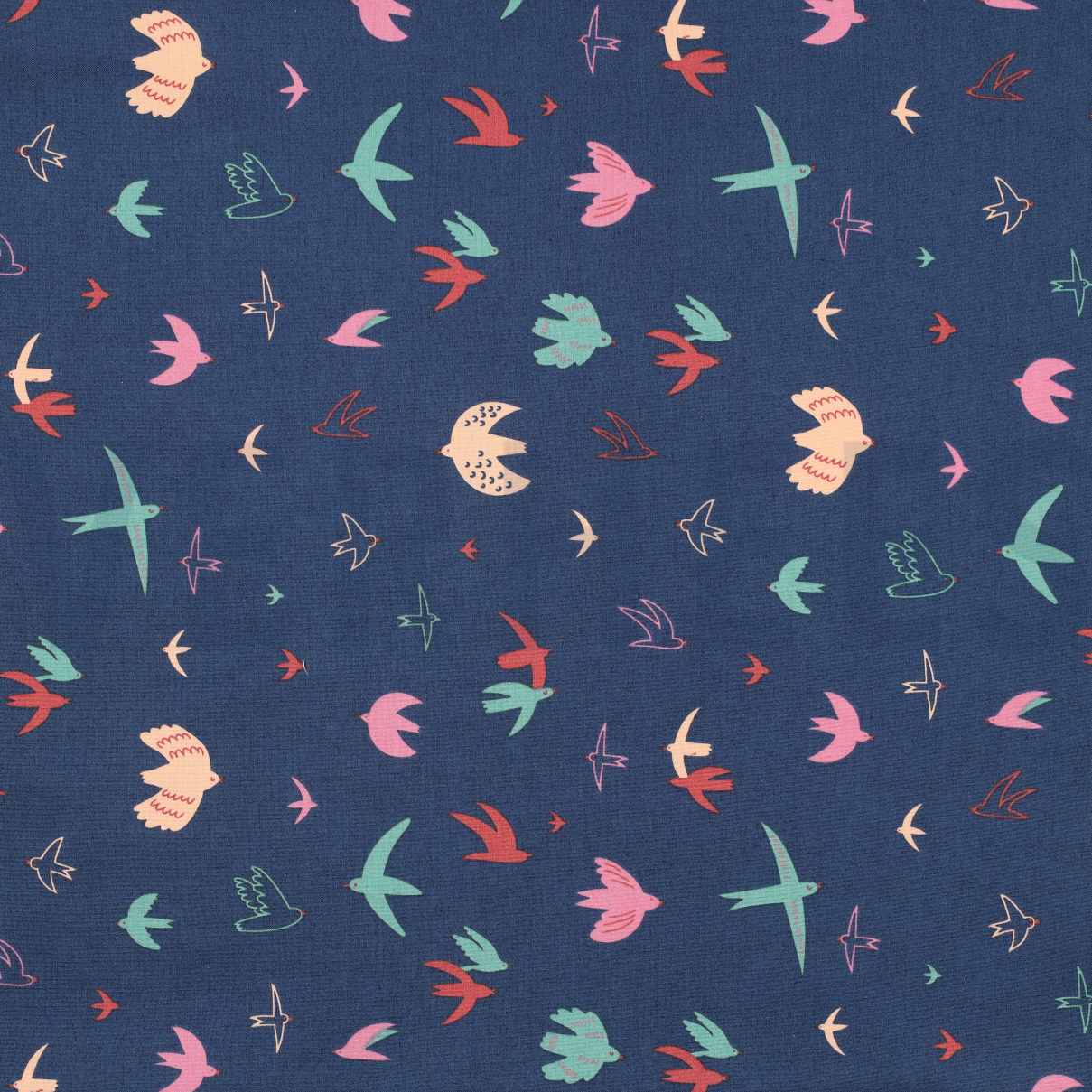 FINE POPLIN BIRDS NAVY (high resolution)