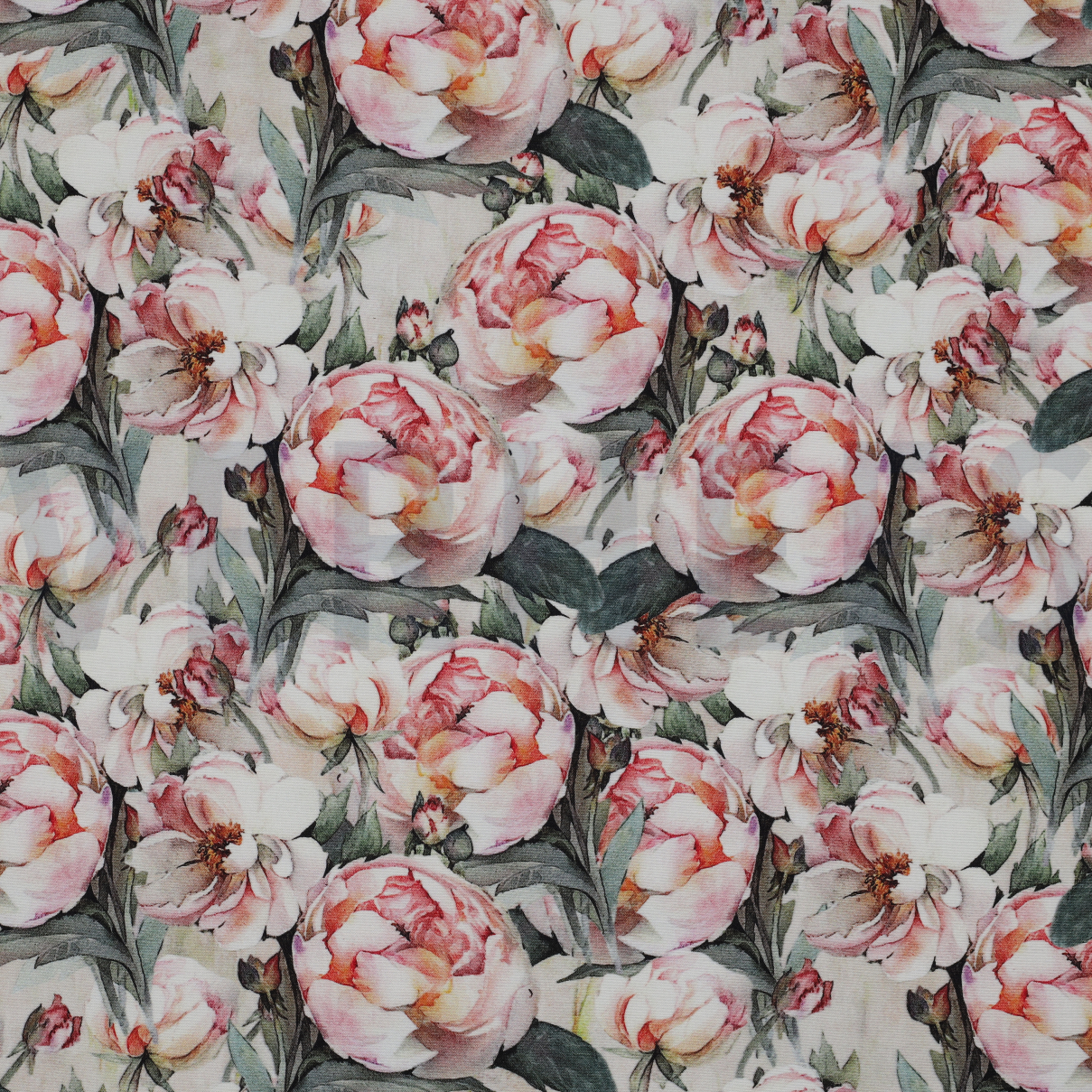 VISCOSE POPLIN STRETCH DIGITAL FLOWERS GREEN (high resolution)