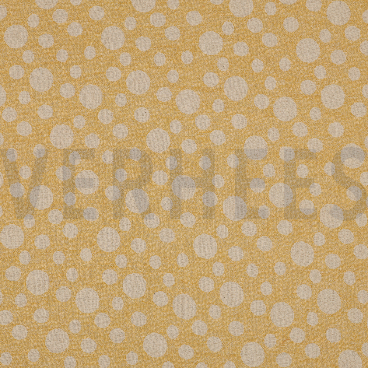 DOUBLE GAUZE JACQUARD DOTS DARK YELLOW (high resolution)