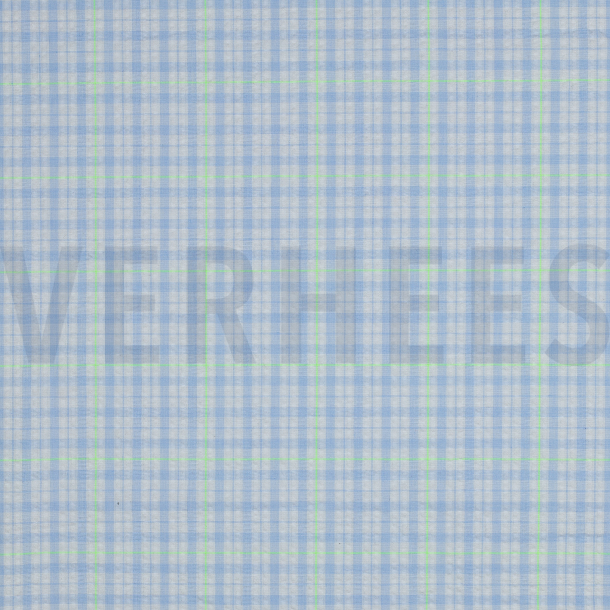 COTTON SEERSUCKER NEON CHECKS LIGHT BLUE / GREEN (high resolution)