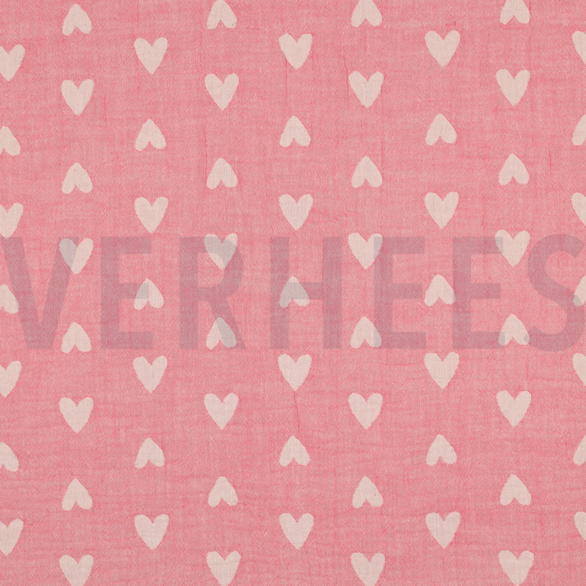 DOUBLE GAUZE JACQUARD HEARTS PINK (high resolution)