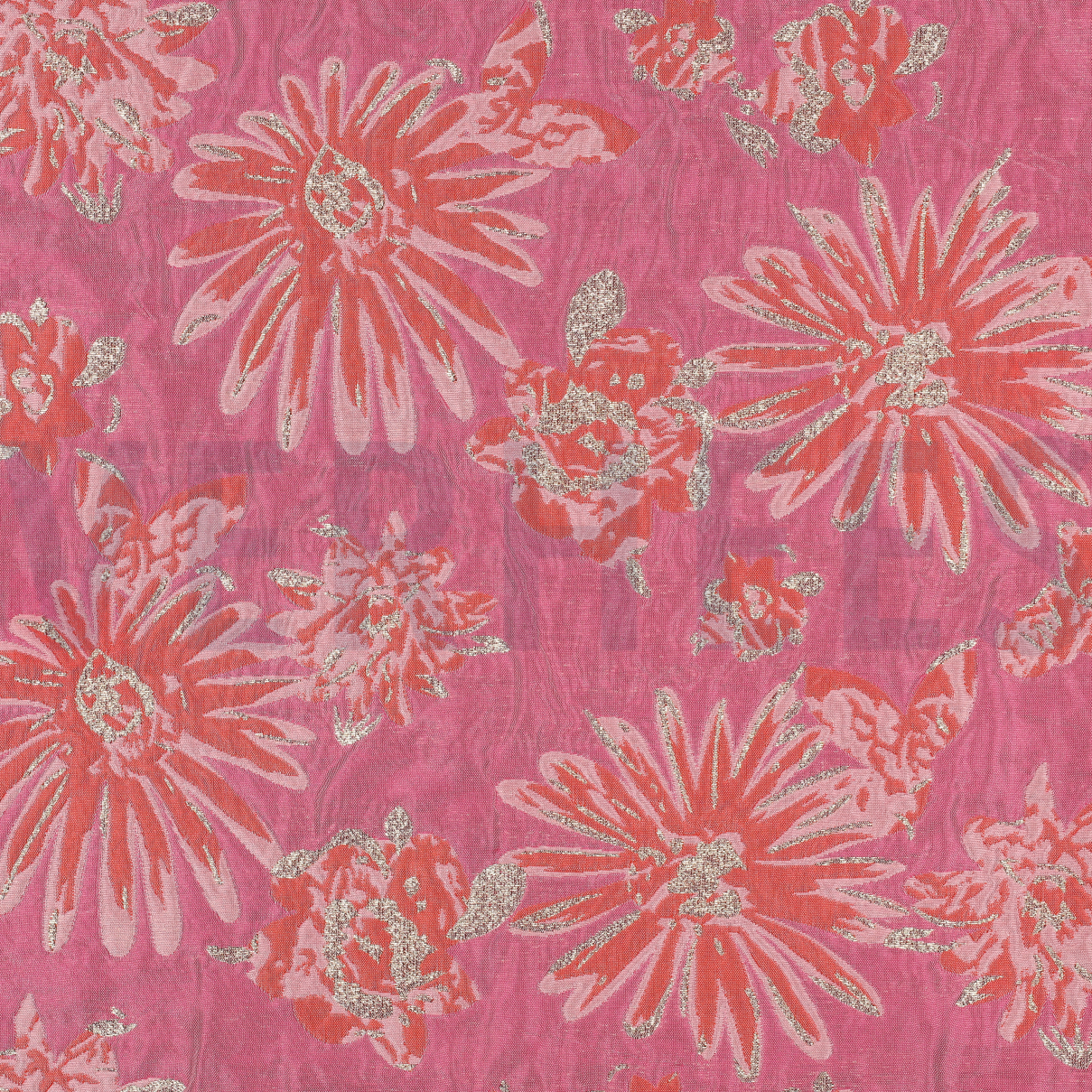 JACQUARD FLOWERS PINK / ORANGE (high resolution)