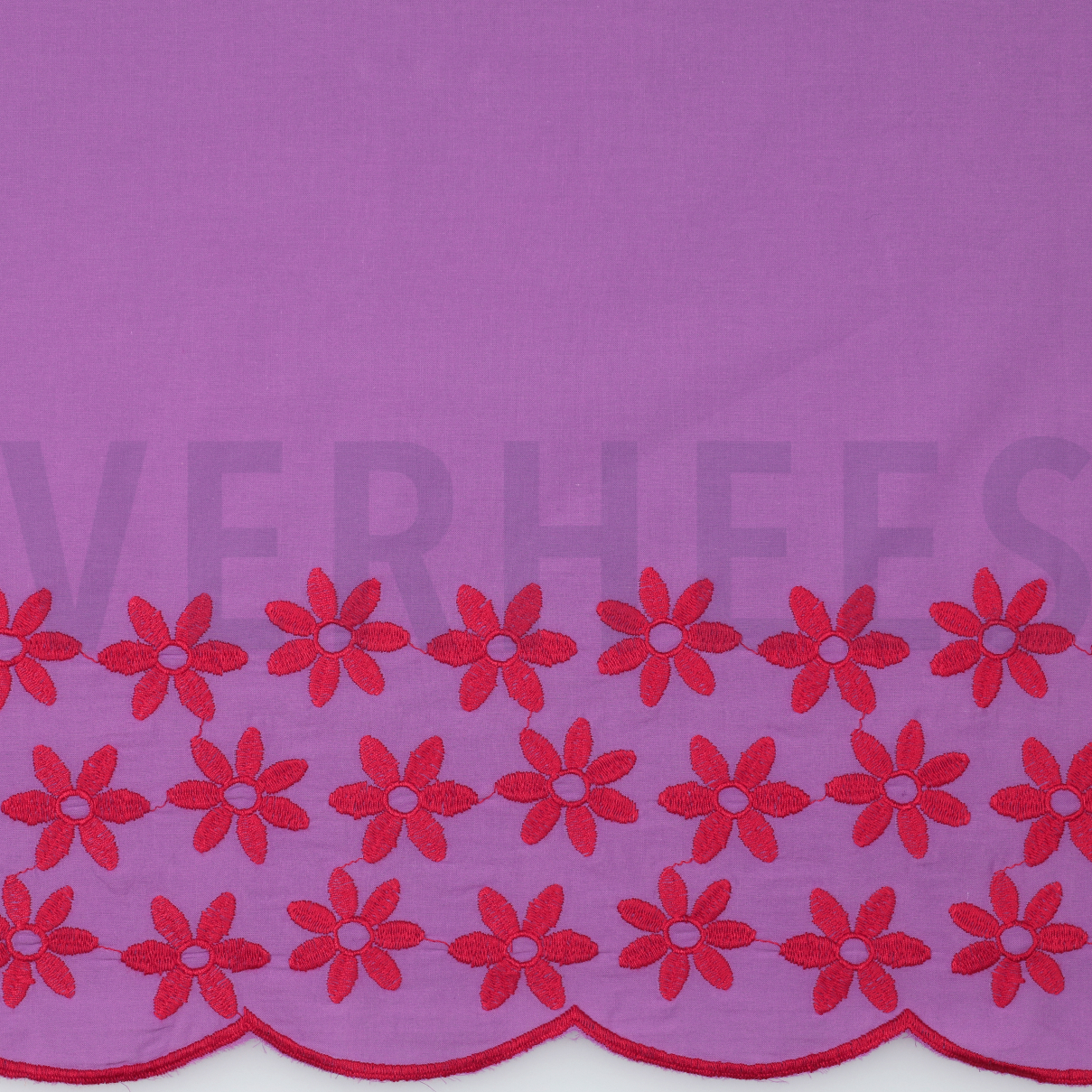 COTTON EMBROIDERY 1-SIDE BORDER PURPLE / RED (high resolution)