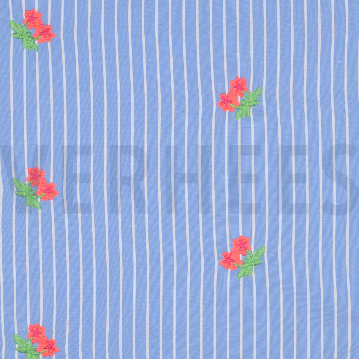 COTTON STRIPE EMBROIDERY FLOWERS LIGHT BLUE (high resolution)