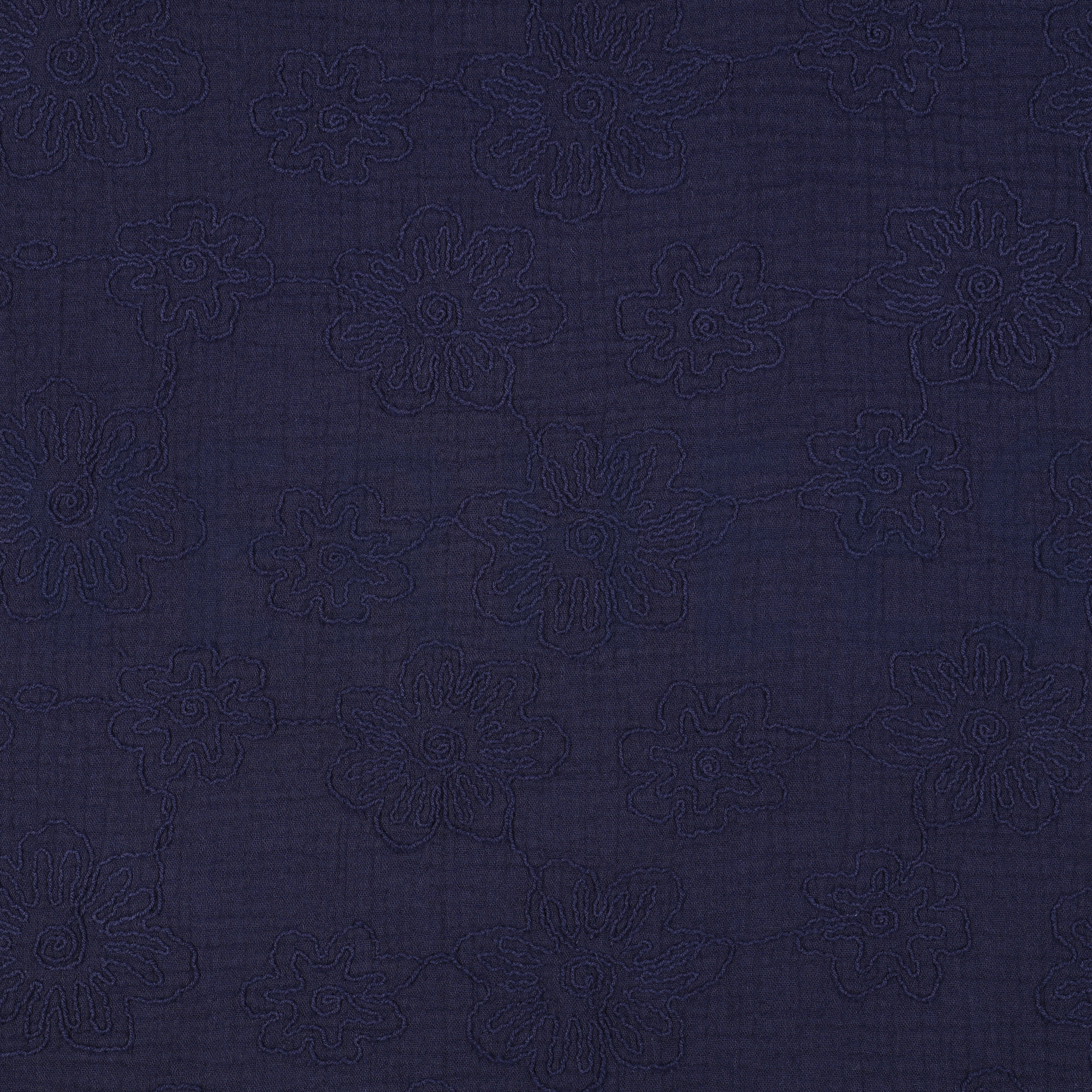 DOUBLE GAUZE EMBROIDERY FLOWERS NAVY (high resolution)