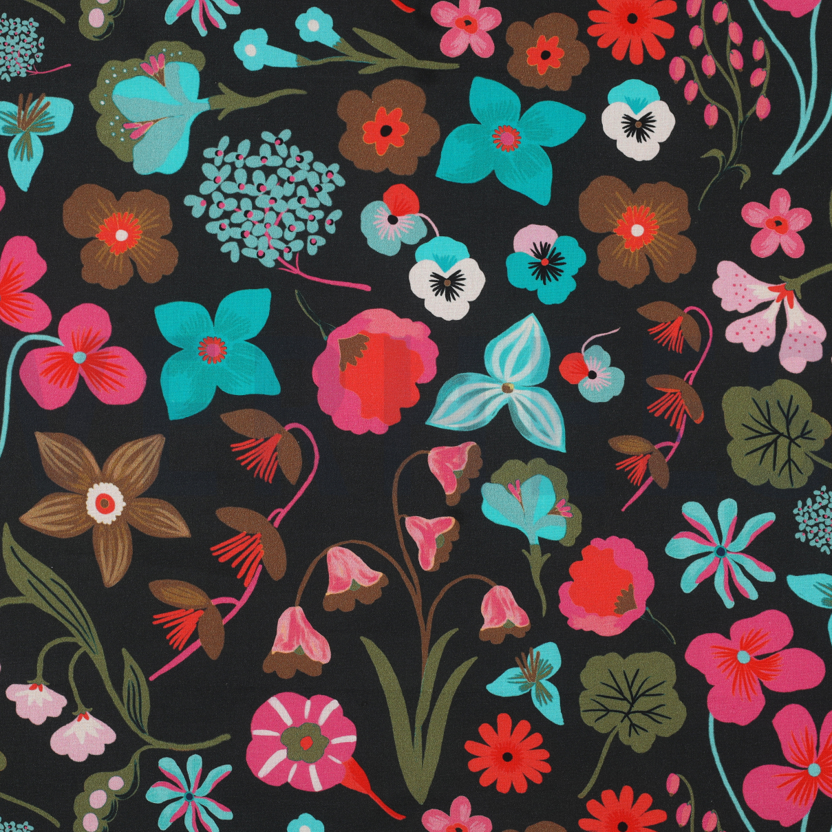 FINE POPLIN DIGITAL MEADOW FLOWER NERIDA HANSEN JET BLACK (high resolution)