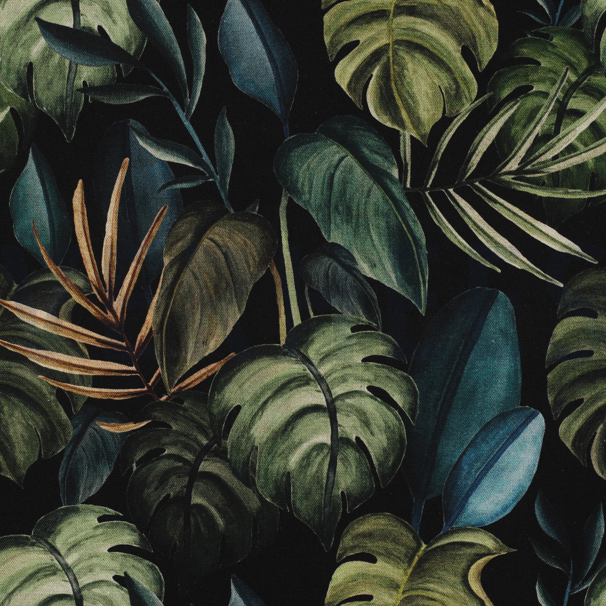 CANVAS DIGITAL TROPICAL LEAVES BLACK (high resolution)