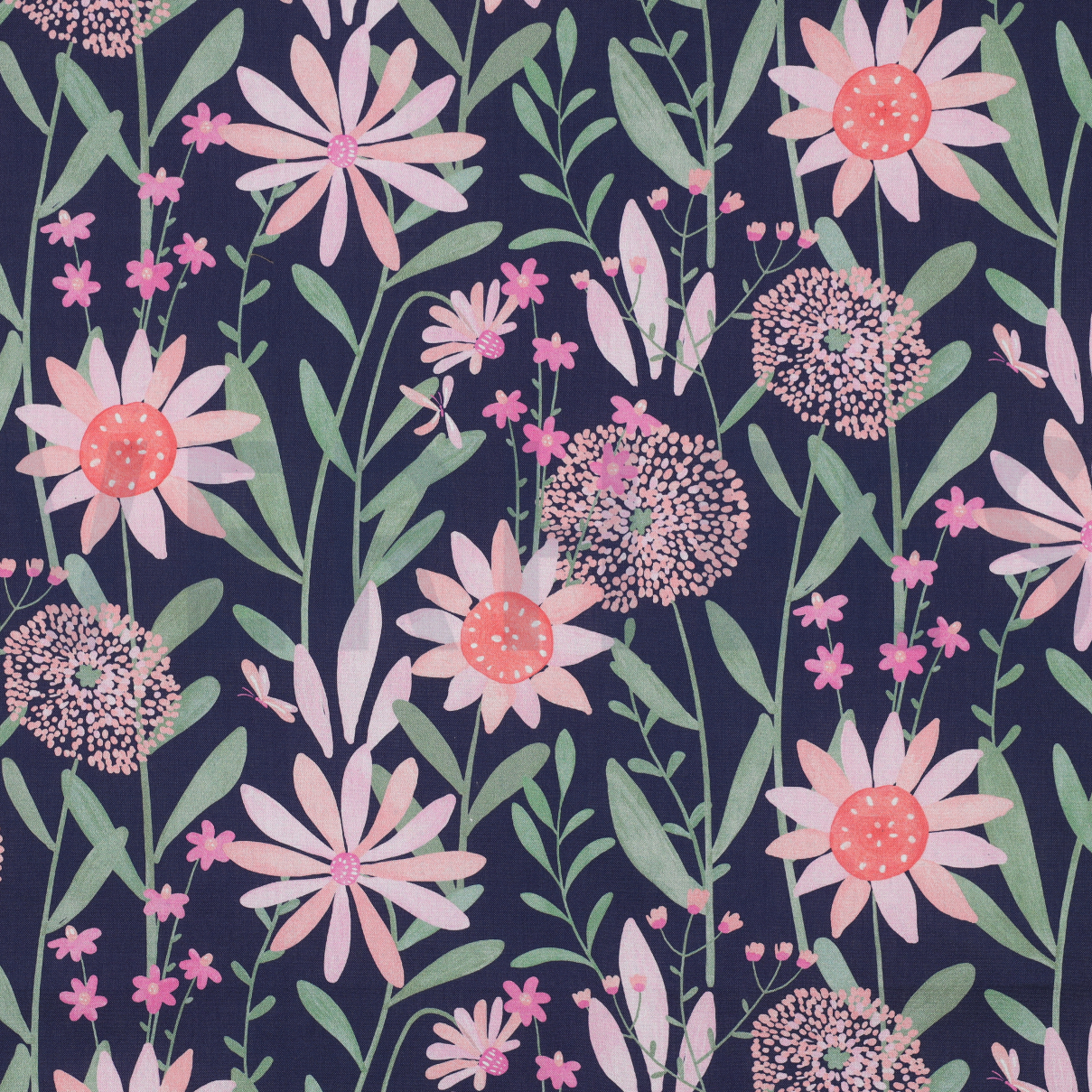 FINE POPLIN DIGITAL FLOWERS NAVY (high resolution)