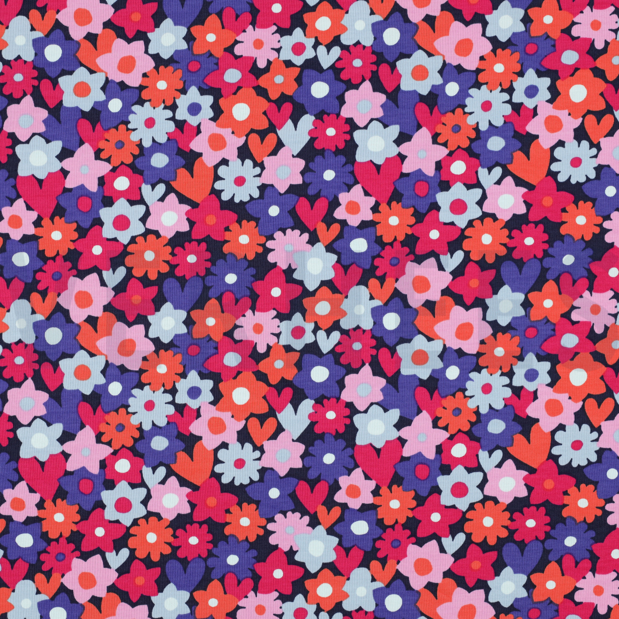 JERSEY FLOWERS BLUE / RED (high resolution)