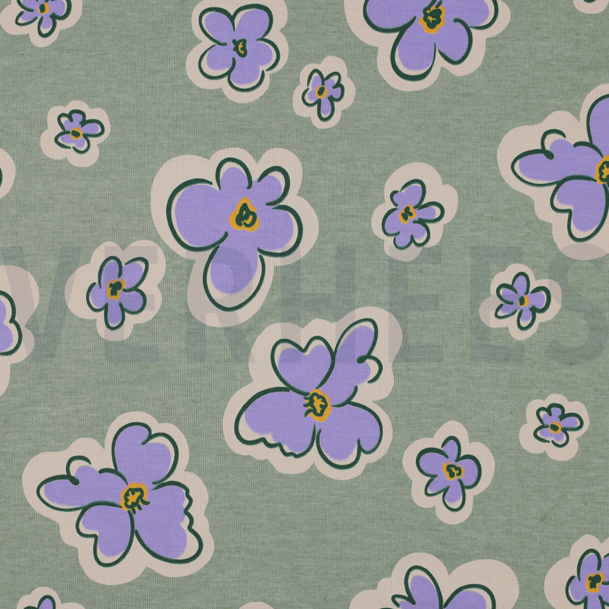 JERSEY MELANGE FLOWERS DARK MINT MELANGE (high resolution)