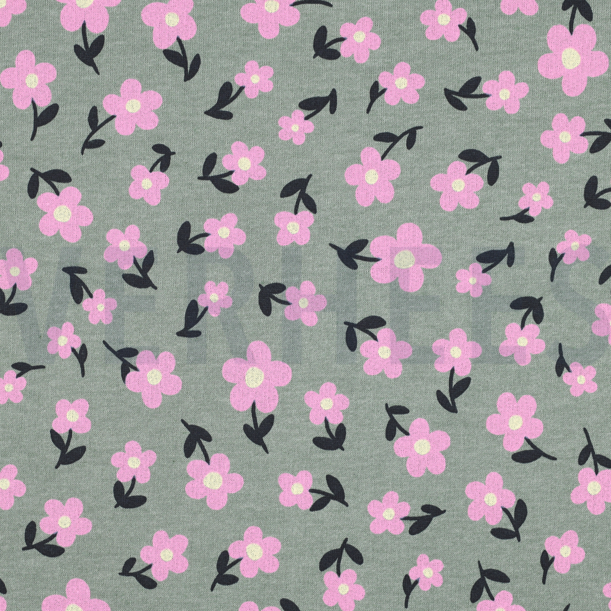 SWEAT MELANGE FLOWERS DARK MINT MELANGE (high resolution)