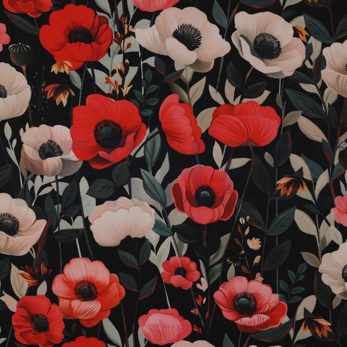 SOFTSHELL DIGITAL POPPIES BLACK (high resolution)