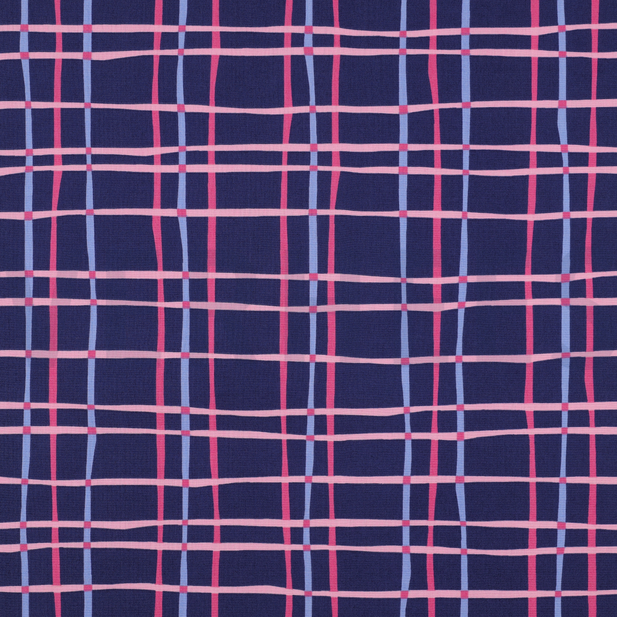 FINE POPLIN FLOWERS & CHECKS NAVY (high resolution)