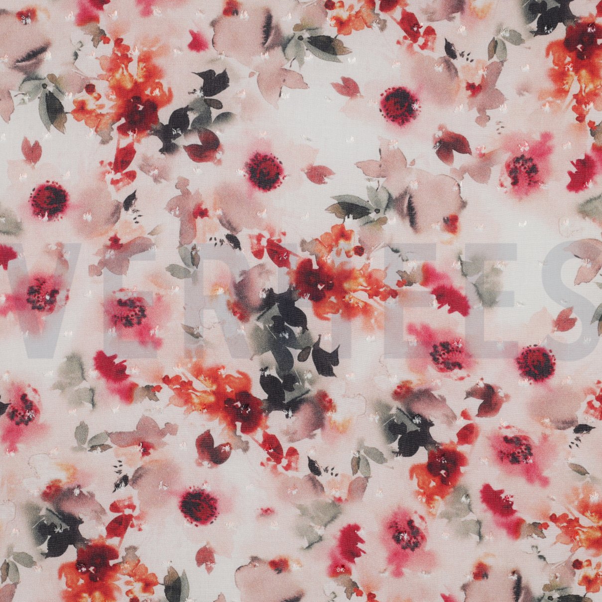 VISCOSE DOBBY DIGITAL WATERCOLOR FLOWERS MULTI COLOUR (high resolution)