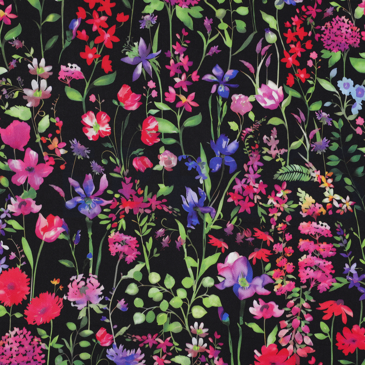 VISCOSE SATIN DIGITAL FLOWERS BLACK (high resolution)