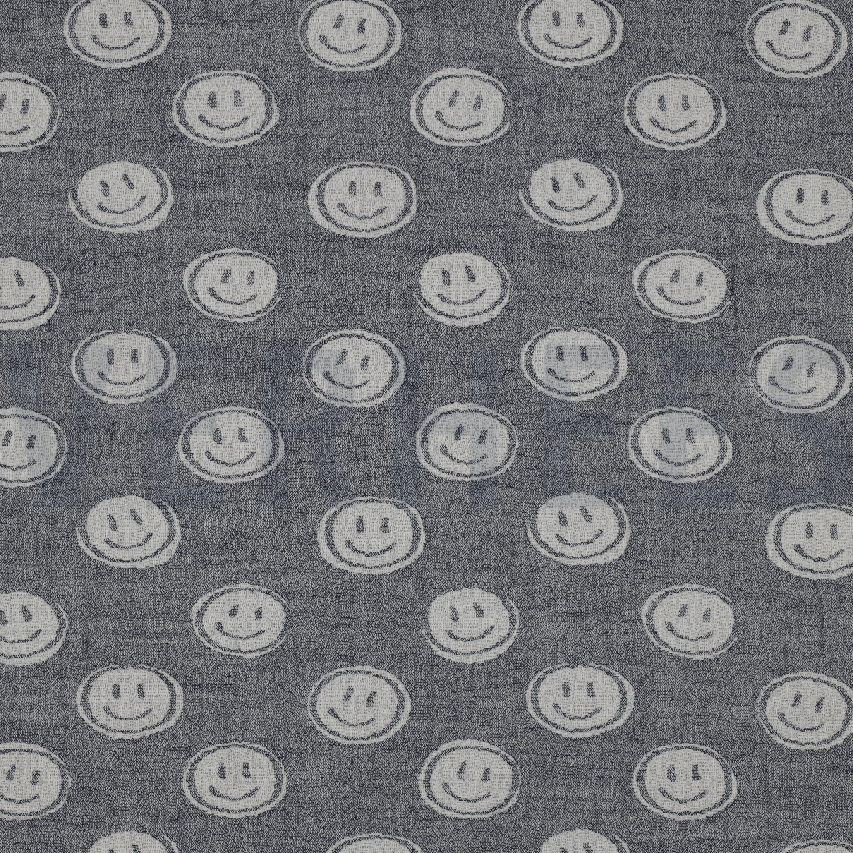 DOUBLE GAUZE JACQUARD SMILEY NAVY / ECRU (high resolution)