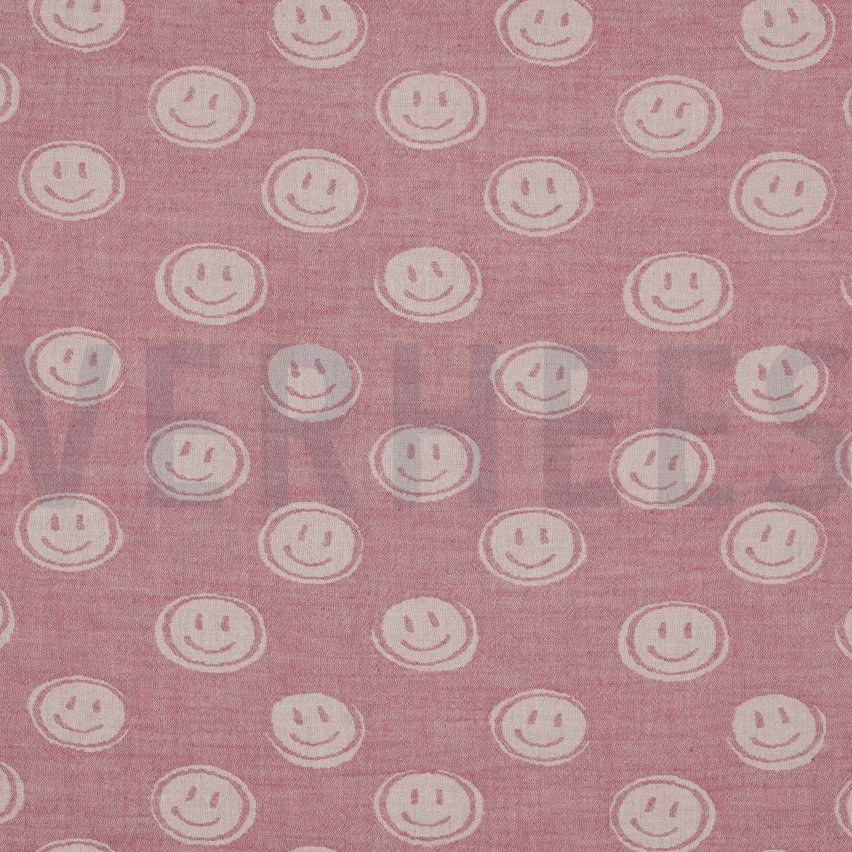 DOUBLE GAUZE JACQUARD SMILEY PINK / ECRU (high resolution)