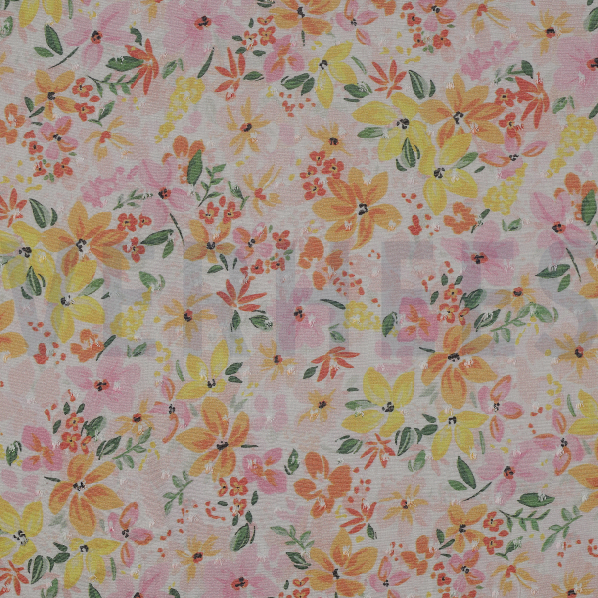 VISCOSE DOBBY DIGITAL FLOWERS WHITE (high resolution)