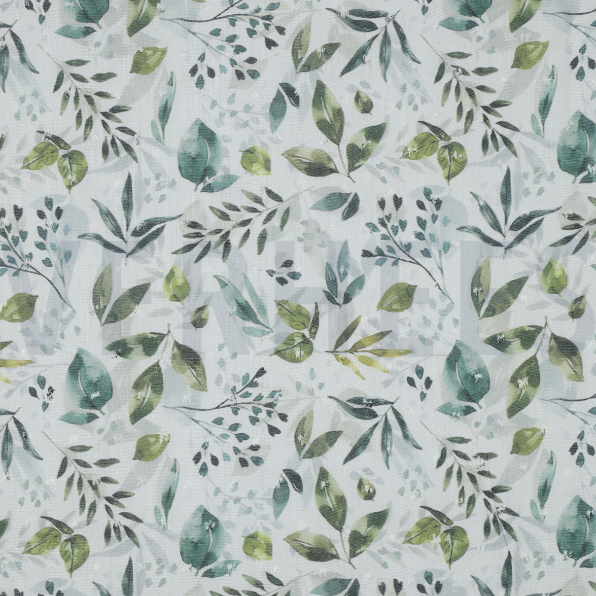 VISCOSE DOBBY DIGITAL LEAVES WHITE (high resolution)