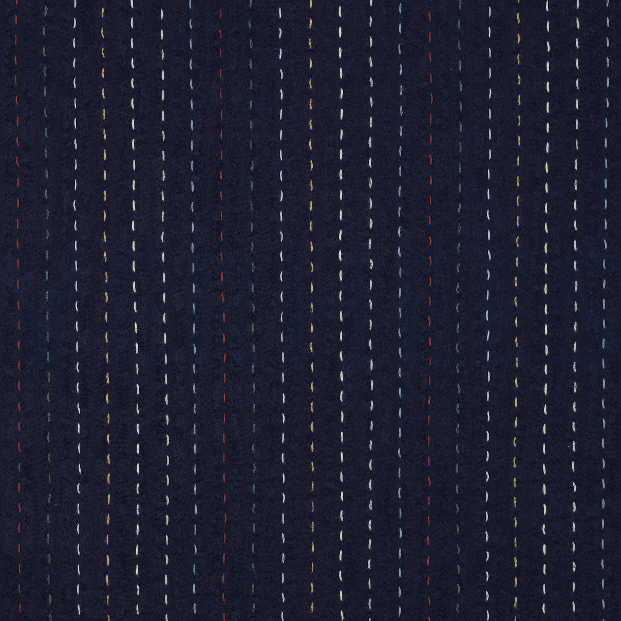 DOUBLE GAUZE EMBROIDERY STRIPES DARK BLUE (high resolution)