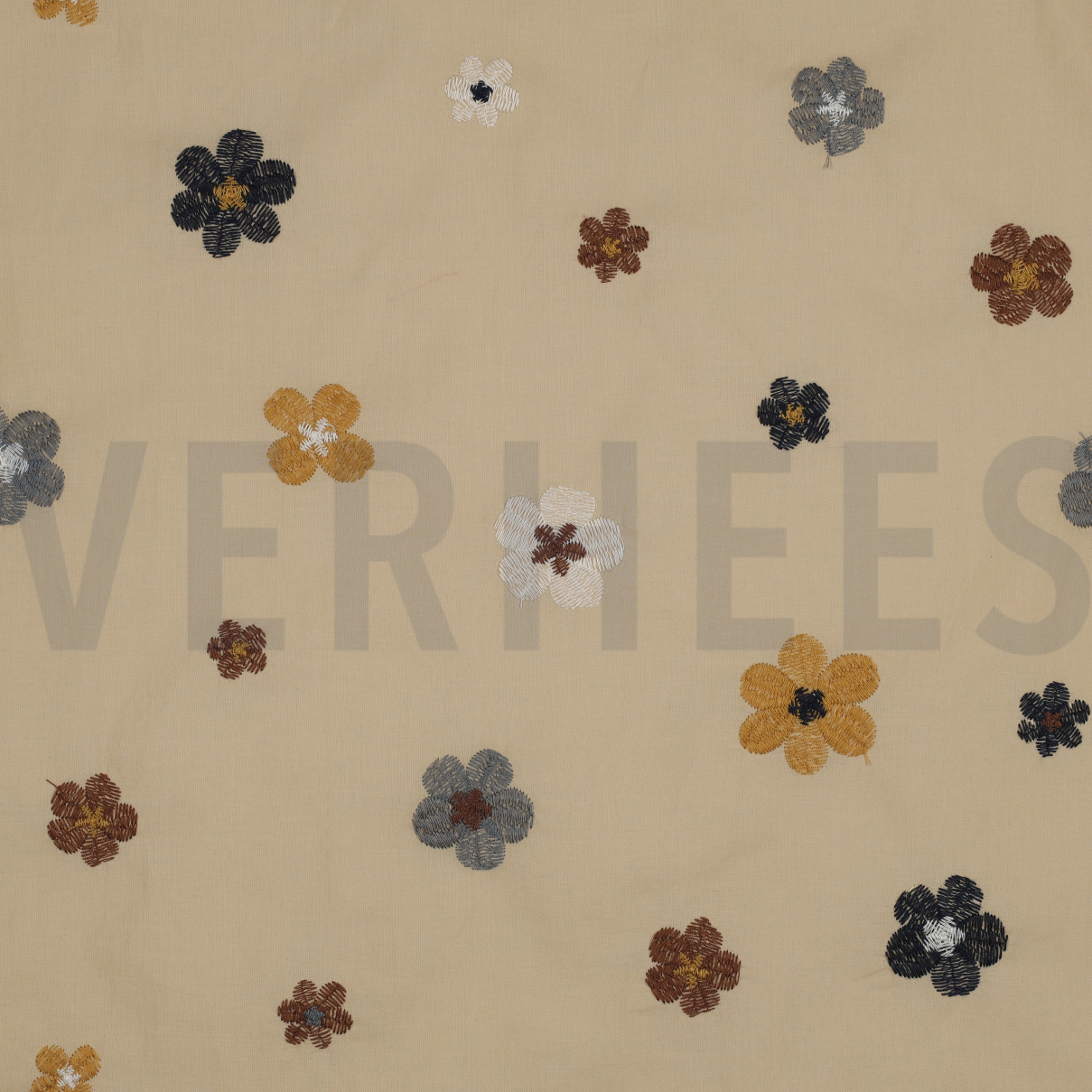 COTTON VOILE EMBROIDERY FLOWERS SAND (high resolution)