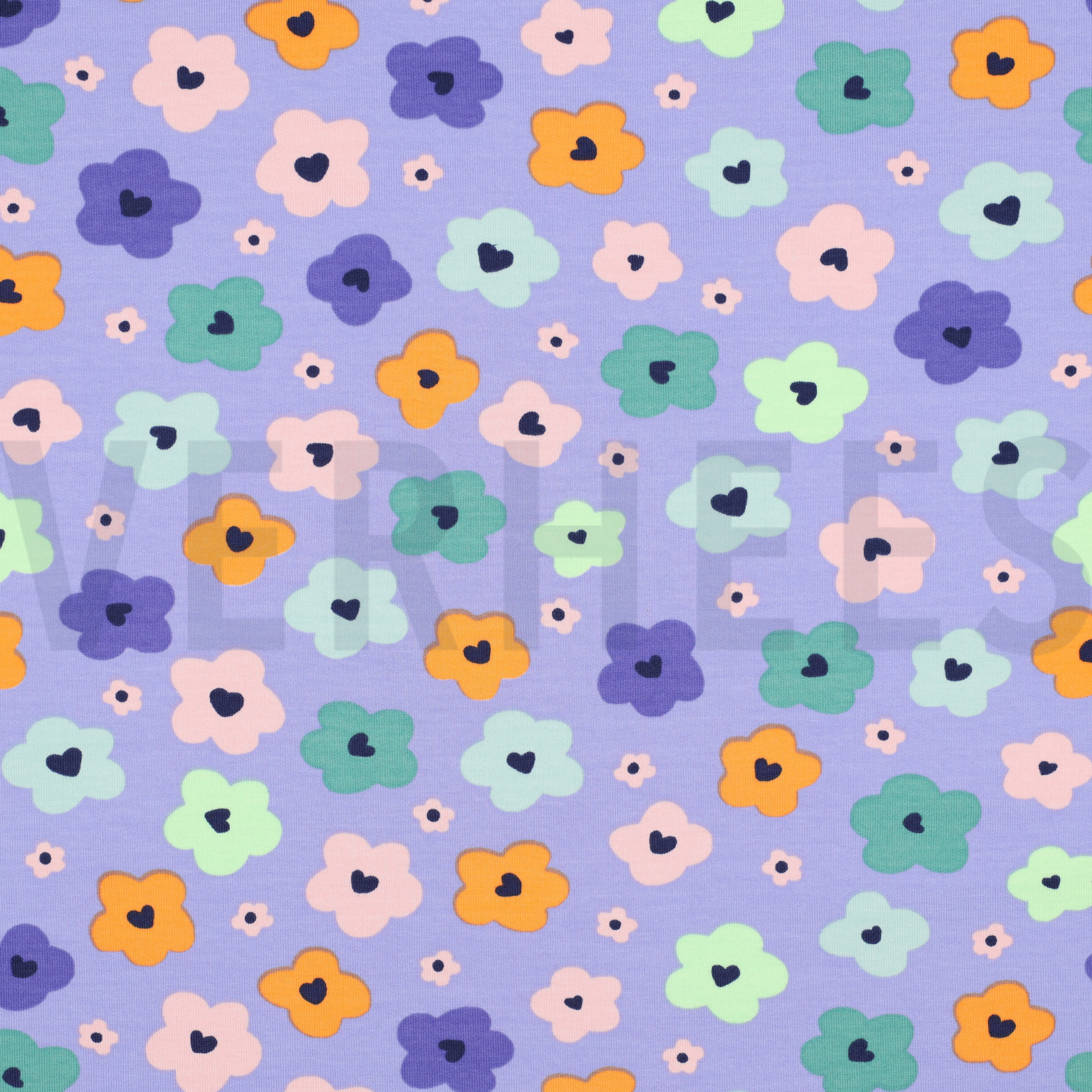 FRENCH TERRY ABSTRACT FLOWERS LAVENDER (high resolution)