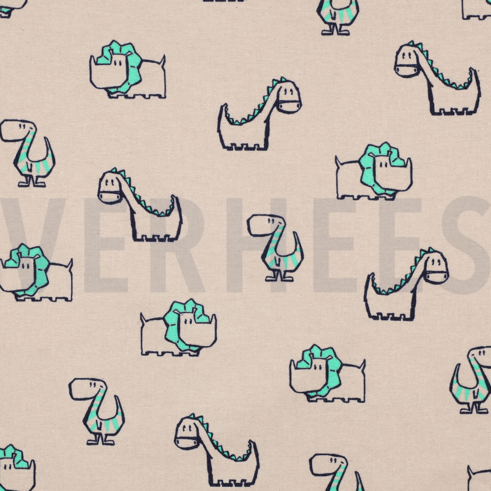 FLANNEL DINOSAURS BEIGE (high resolution)