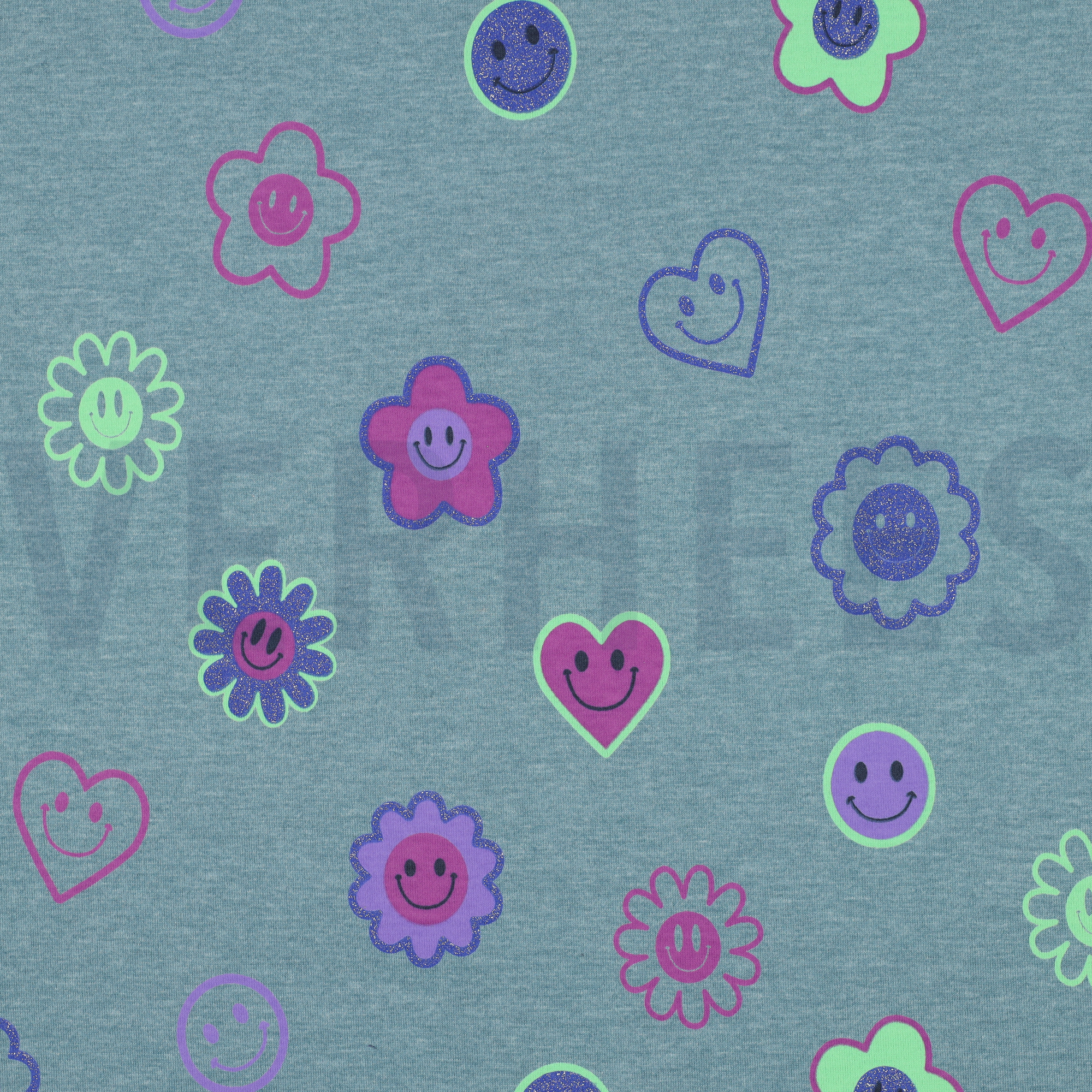 JERSEY MELANGE GLITTER HAPPY FACES SMOKE BLUE (high resolution)