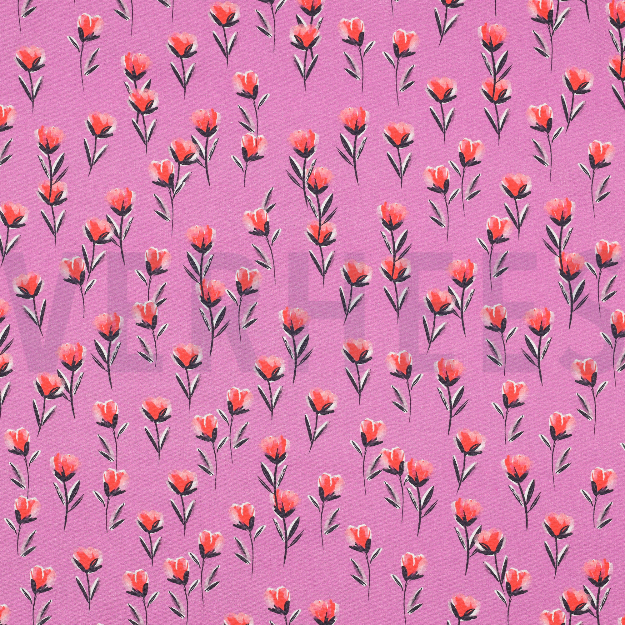 FINE POPLIN DIGITAL FLOWERS FUCHSIA (high resolution)