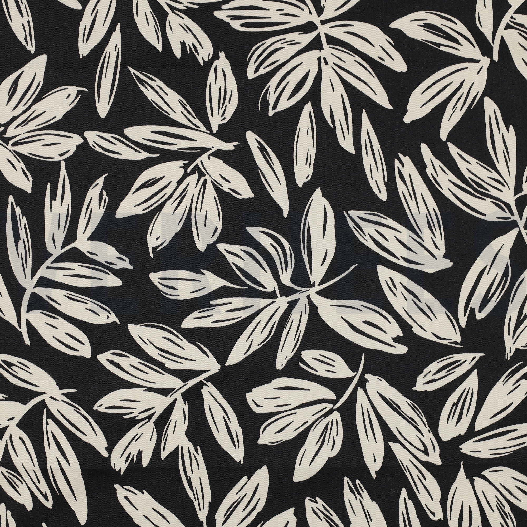 COTTON SATIN LEAVES BLACK (high resolution)