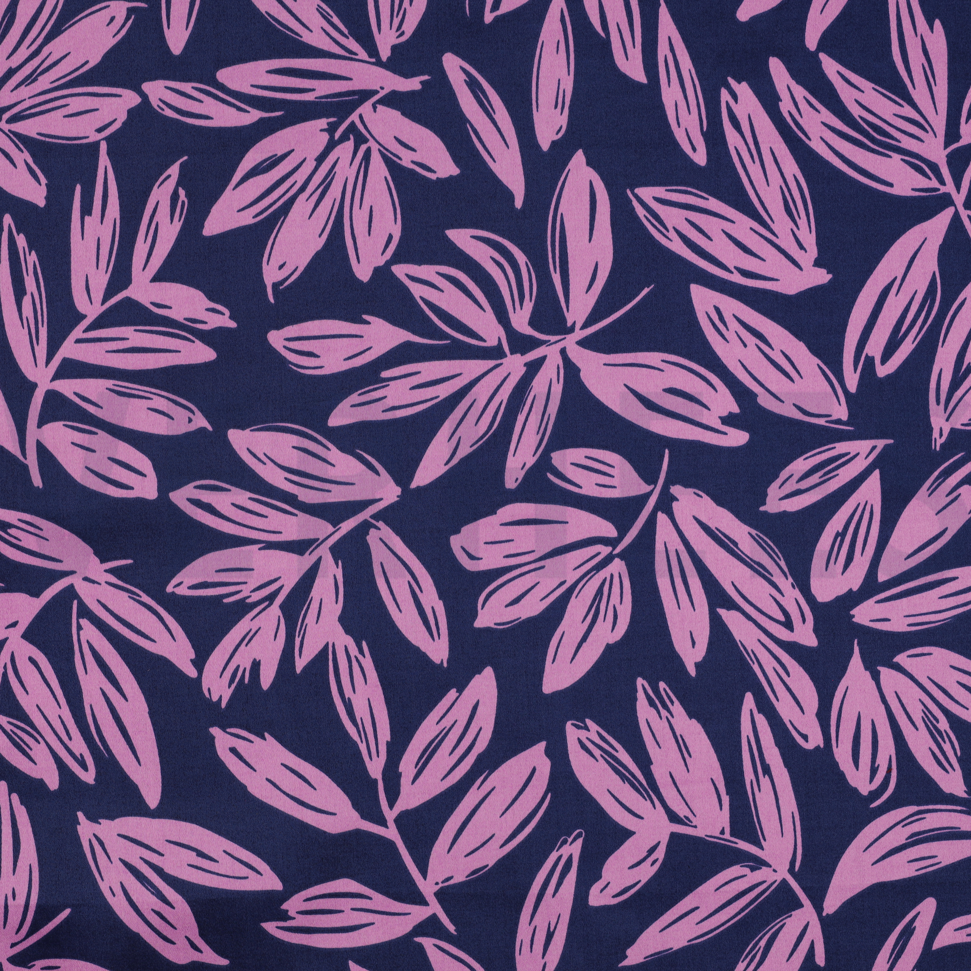 COTTON SATIN LEAVES NAVY (high resolution)