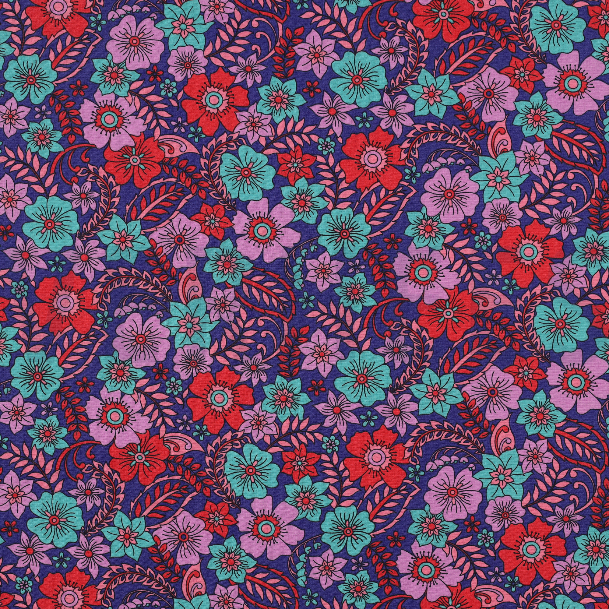 FINE POPLIN FLOWERS NAVY (high resolution)