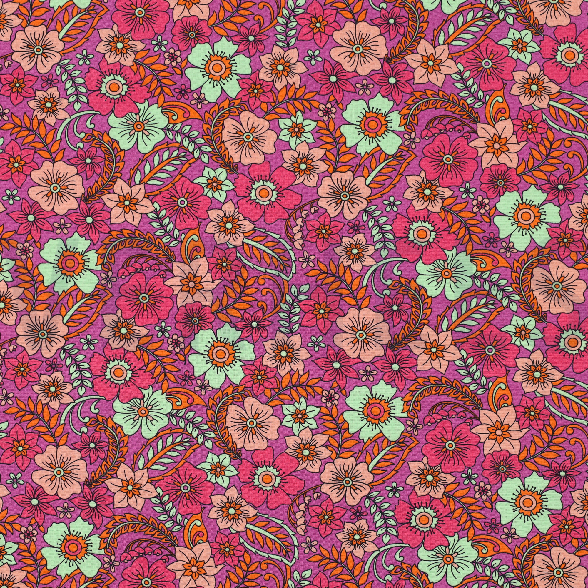 FINE POPLIN FLOWERS FUCHSIA (high resolution)