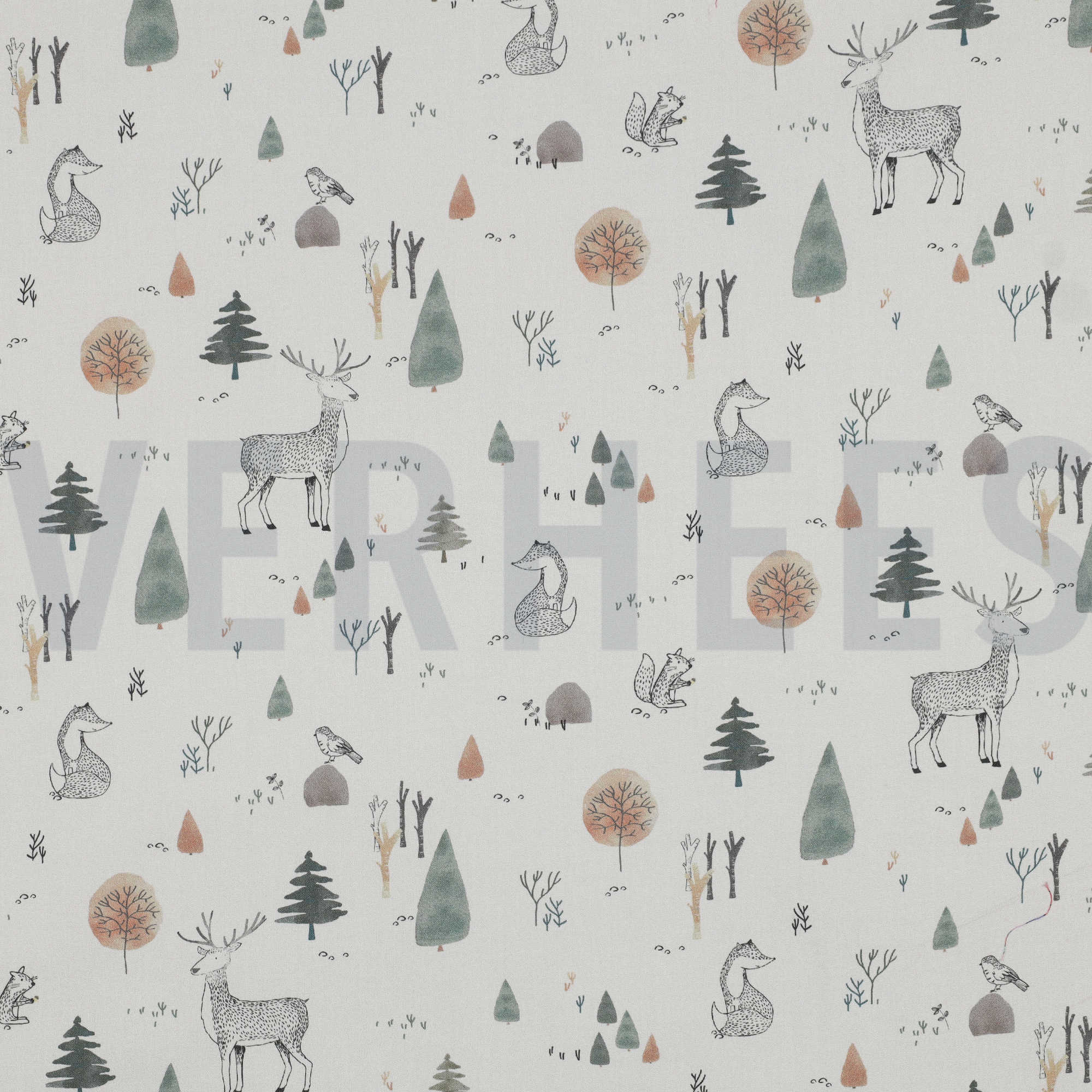 FINE POPLIN DIGITAL FOREST ANIMALS OFF-WHITE (high resolution)