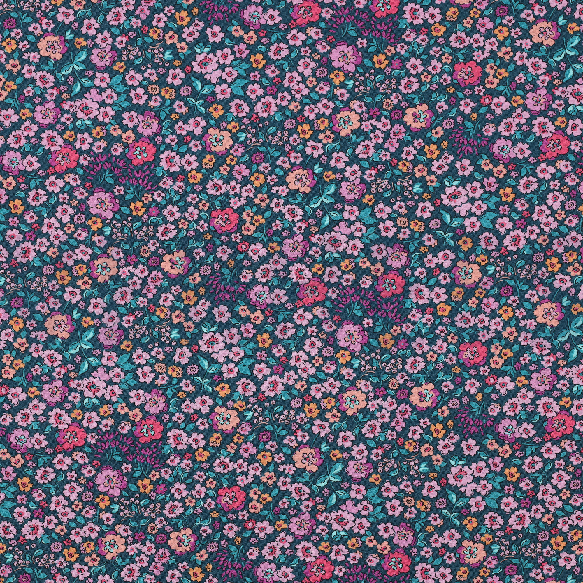 FINE POPLIN DIGITAL FLOWERS DARK PETROL (high resolution)