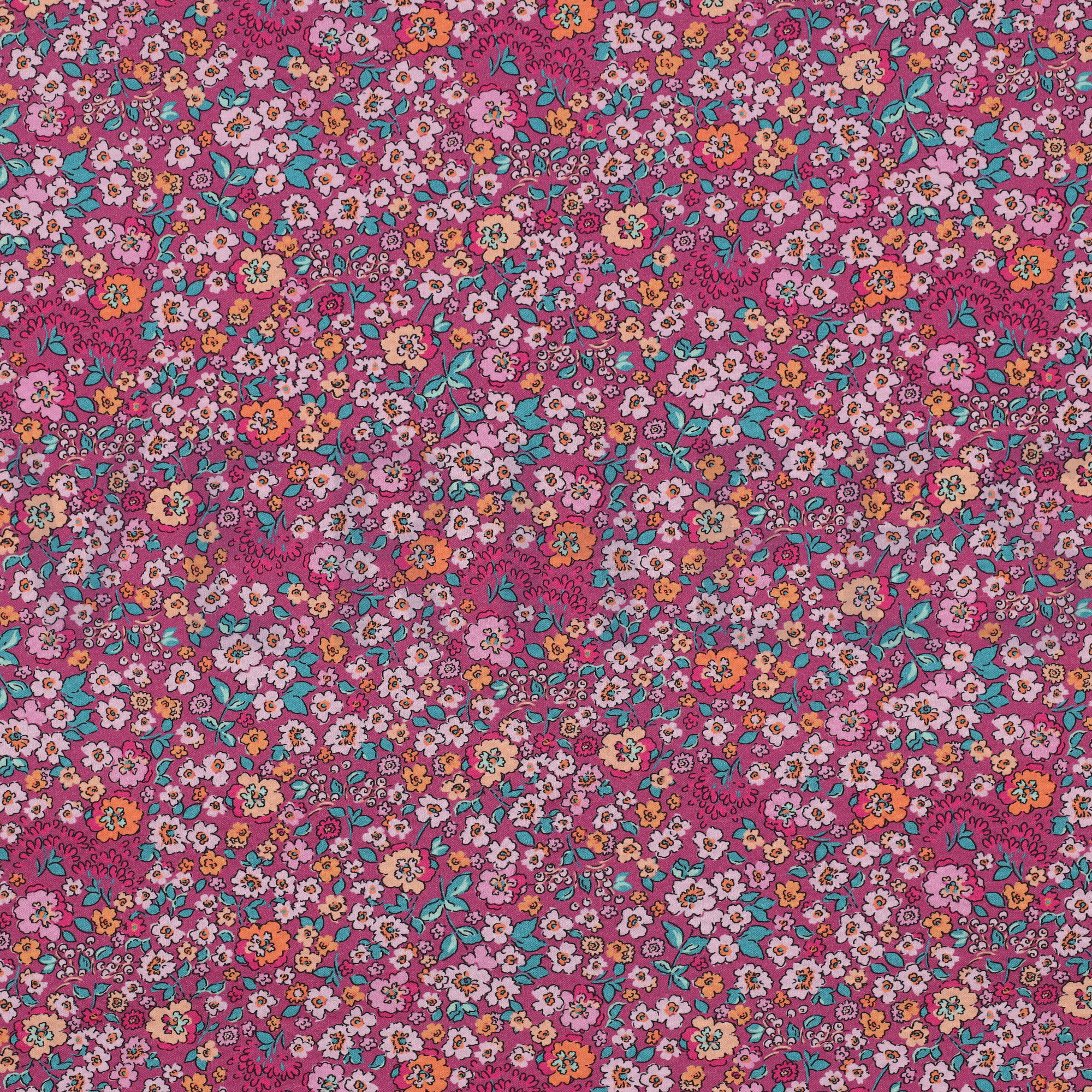 FINE POPLIN DIGITAL FLOWERS FUCHSIA (high resolution)