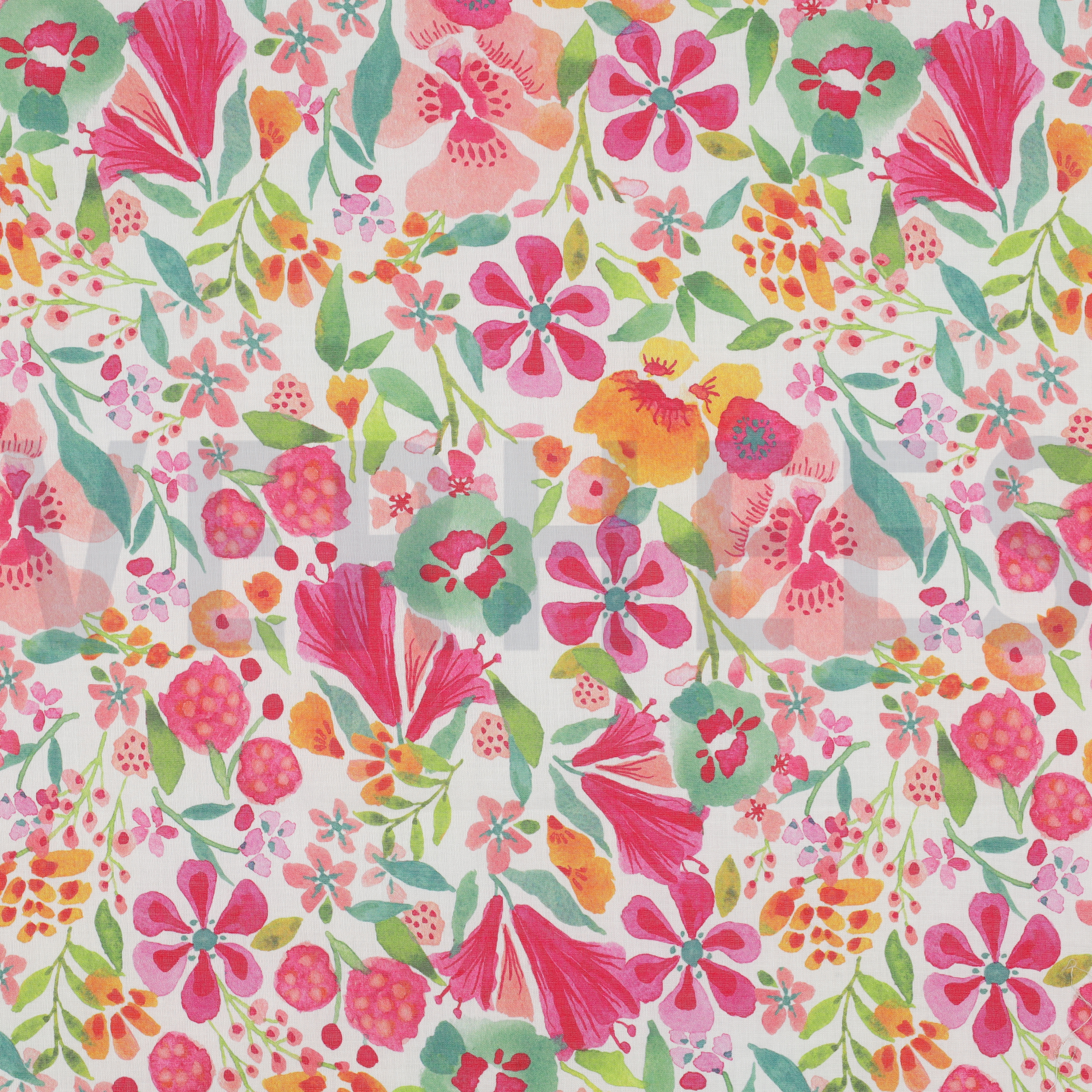 COTTON VOILE DIGITAL FLOWERS PINK (high resolution)