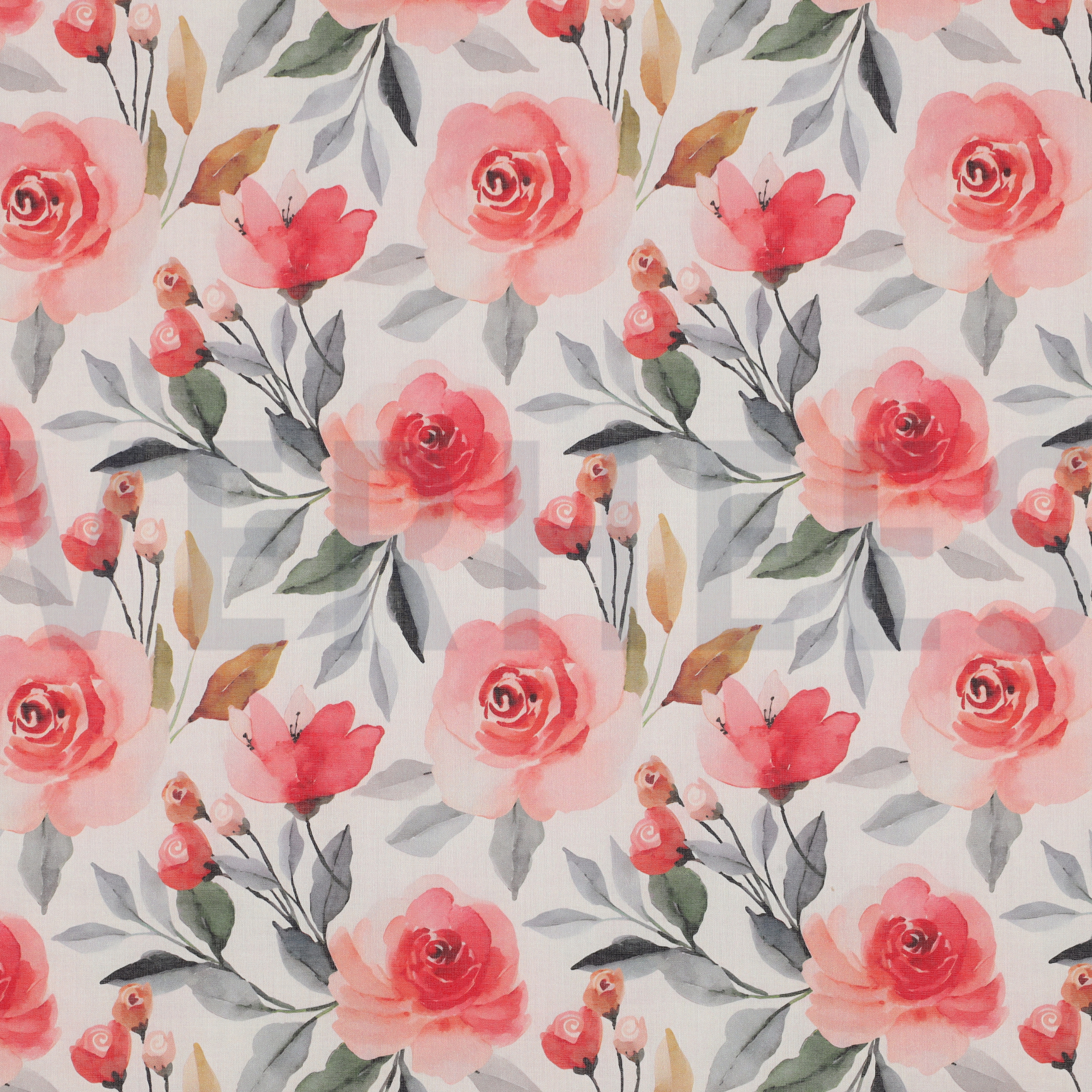 COTTON VOILE DIGITAL FLOWERS WHITE (high resolution)