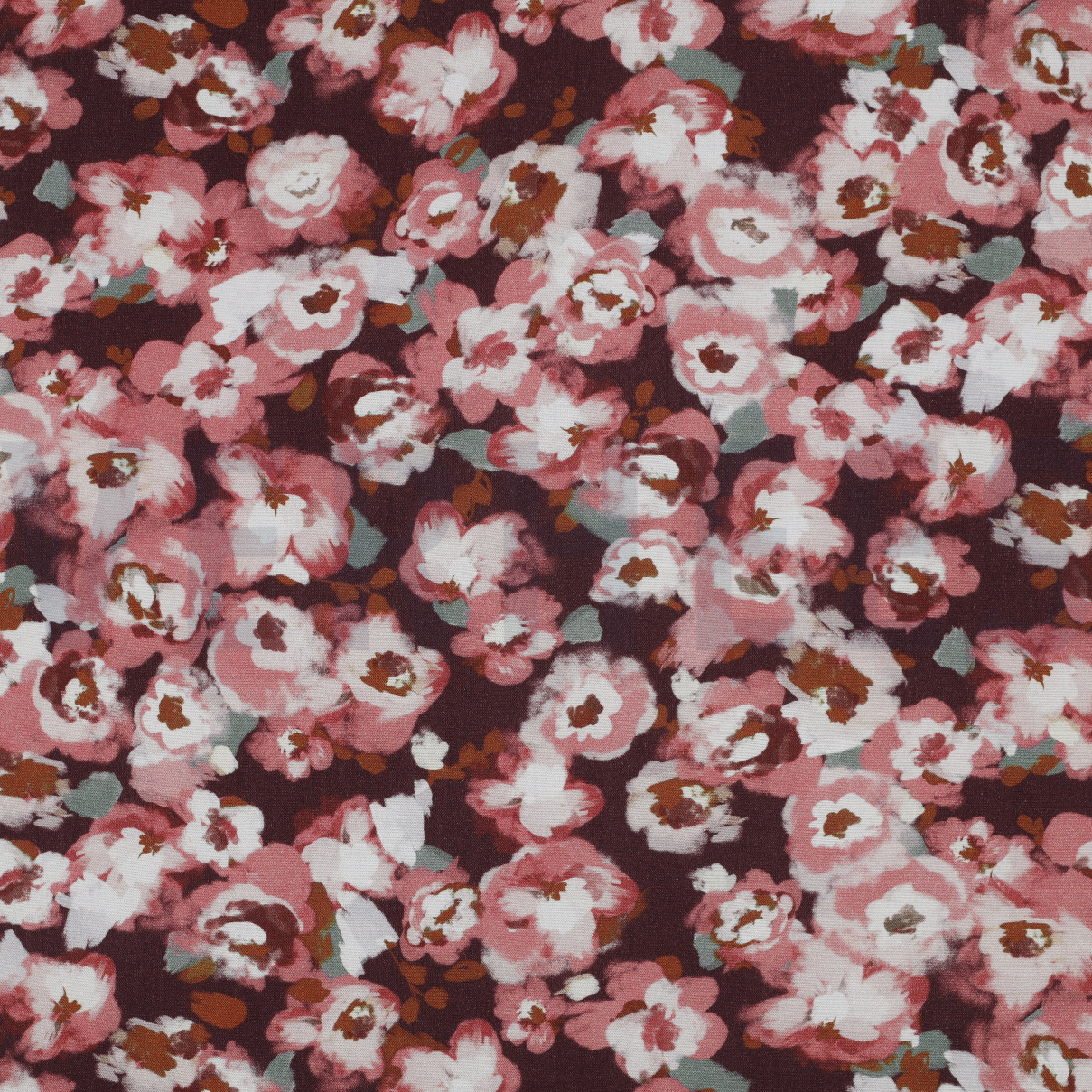 VISCOSE POPLIN STRETCH DIGITAL FLOWERS BORDEAUX (high resolution)