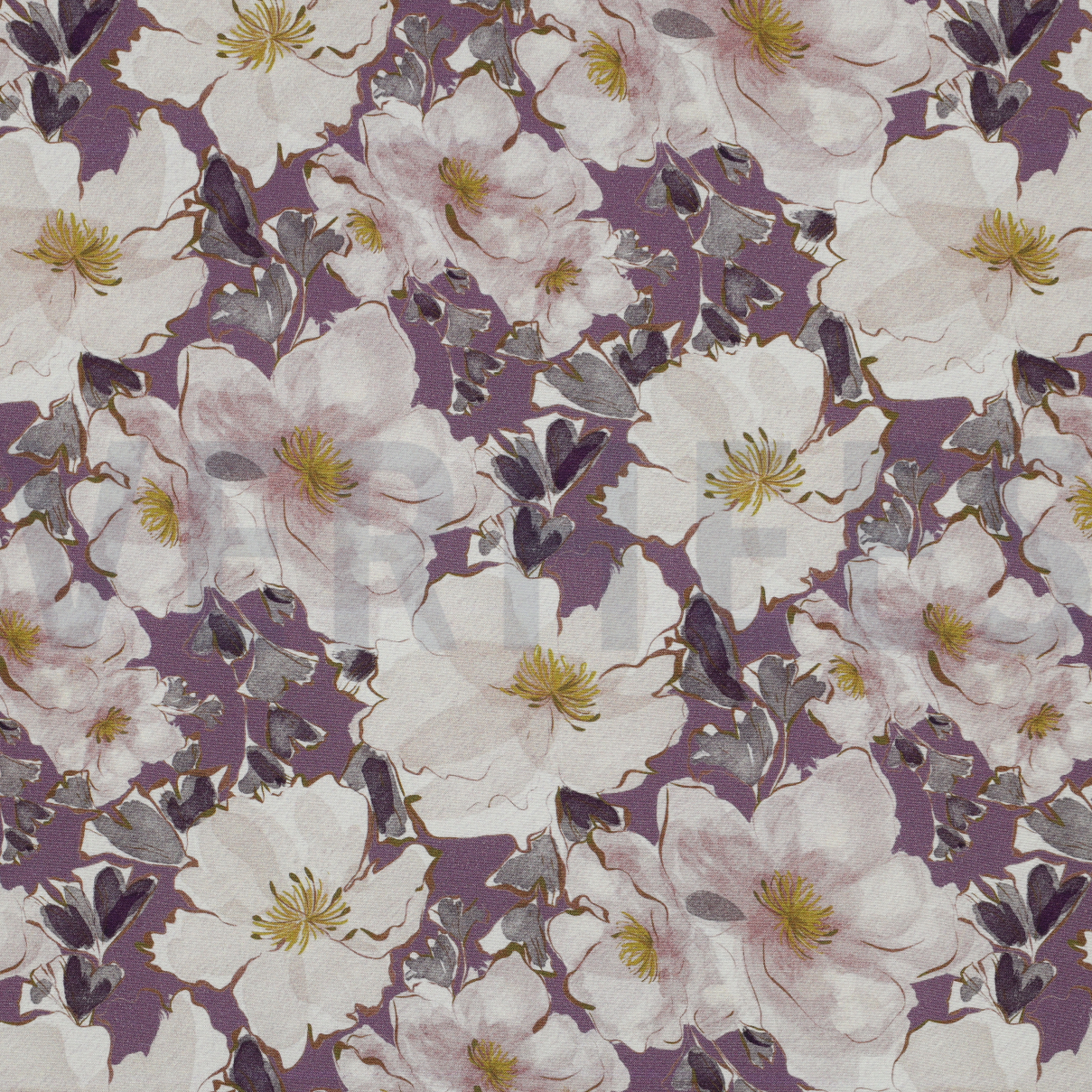 VISCOSE POPLIN STRETCH DIGITAL FLOWERS GRAPE (high resolution)