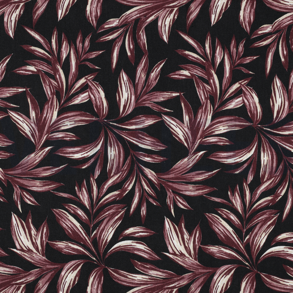 LINEN VISCOSE WASHED LEAVES BLACK (high resolution)