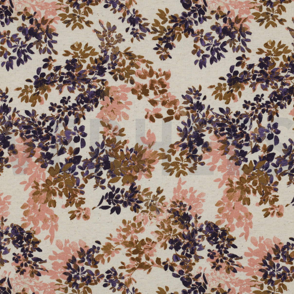 LINEN JERSEY DIGITAL FLOWERS NATURAL / LAVENDER (high resolution)