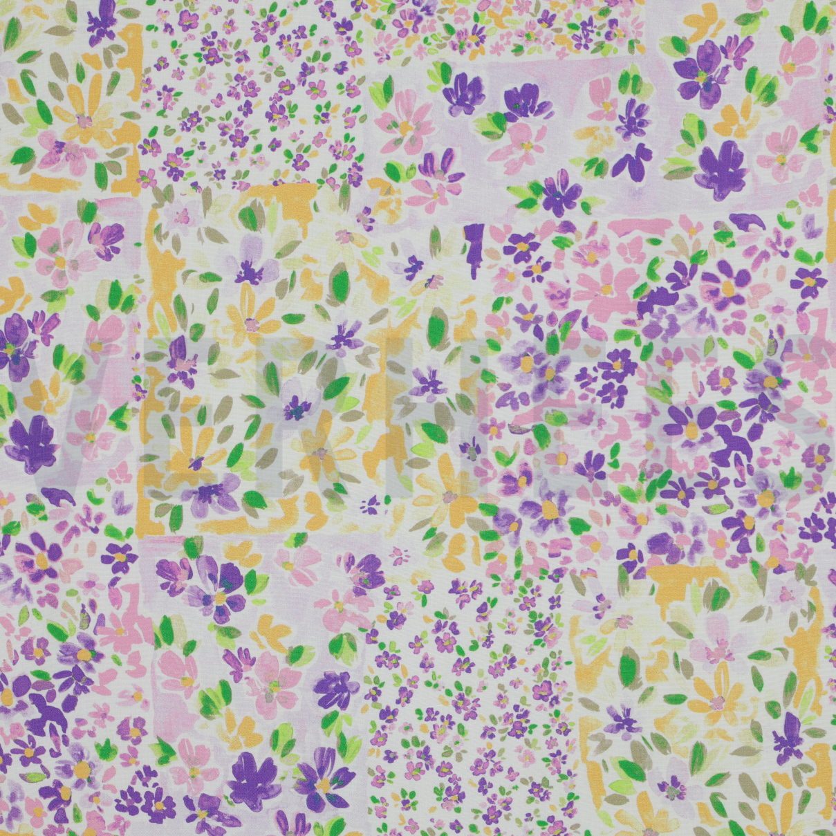 RADIANCE DIGITAL PATCHWORK FLOWERS GRAPE / LEMON (high resolution)