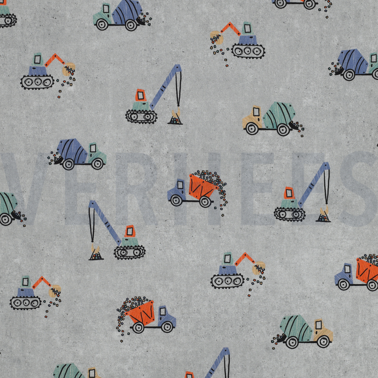 FINE POPLIN DIGITAL WORK VEHICLES LIGHT GREY (high resolution)